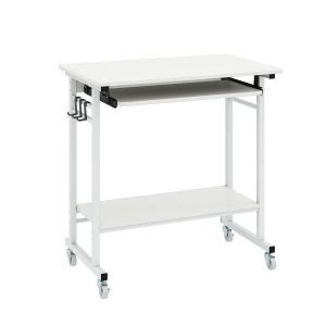 bureau d'appoint compact 35 x 30 x 80 cm avec tiroir design moderne en bois d'acacia blanc Helloshop26 20_0010883 - Neuf