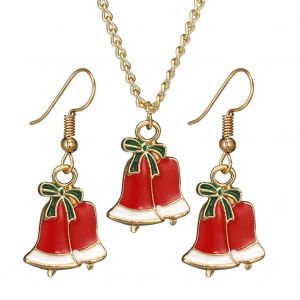 Ensemble De Bijoux Tendance En Alliage Pour Femme, Collier, Boucles D'oreilles, Accessoire De Noel (Cloche Rouge Et Blanche) - Neuf