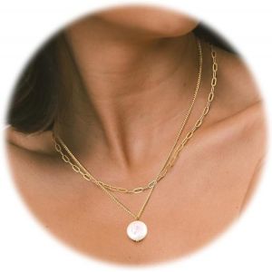 Kal-Collier Perle Femme Collier Or 14k Ras Du Cou Collier Chaine Femme Choker Collier Simples Perle Collier Ras Du Cou Perle Pour Femme Bijoux Or - Neuf