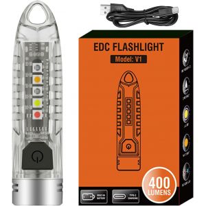 Hljhj-Mini Lampe De Poche Porte-Clés V1, 400 Lumens, Lampe De Poche Led Rechargeable, 12 Modes Et Étanche, Pour Randonnée, Éclairage D'urgence - Neuf