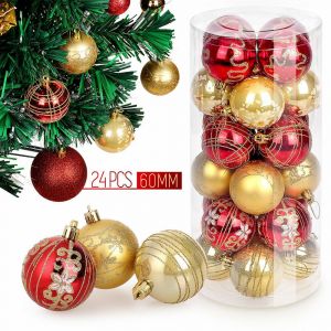 24PCS Arbre de No&euml;l Boule de Boule de No&euml;l Suspendu &agrave; la Maison du Parti Orn - Neuf