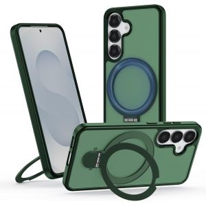 TRAHOO-Coque pour Samsung Galaxy S24FE avec Support, MagSafe Compatible &Eacute;tui Rotatable Kickstand, Anti-Rayures PC Dur Housse Arri&egrave;re Mat Translucide Protection Case avec Anneau Ajustable Rolatif, Ver - Neuf