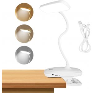 Kalanka-Lampe De Bureau Led Tactile, 18 Led Lampe Pince Pour Lit, Lampe De Lecture Pour Lire Au Lit, Lampe De Chevet Clip Flexible 360&deg;, Lampe De Bureau Enfant, 3 Temp&eacute;ratures De Couleur - Neuf