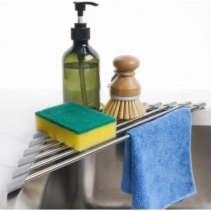 Kalanka-&Eacute;gouttoir &Agrave; Vaisselle Triangulaire Enroulable Pour &Eacute;vier D'angle - Petit Format Pliable En Acier Inoxydable - Multifonctionnel - Organiseur De Rangement Pour &Eacute;conomiser De L'espace - Support - Neuf