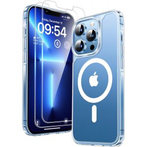 Ayu-Coque Magnétique Pour Iphone 13 Pro[Protection Militaire] Avec Protection D'écran En Verre Trempé [Compatible Avec Magsafe] -Coque Mince 6,1 Pouces-Transparent - Neuf