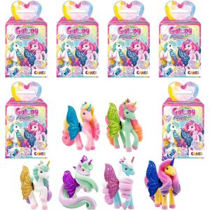 Sansh-Rainbow Unicorn - 6x Figurines Licorne À Collectionner, Jouet Licorne Avec Cristal Swaroski Et Ailes Scintillantes - Idée Cadeau Licorne Fille & Garcons - Neuf
