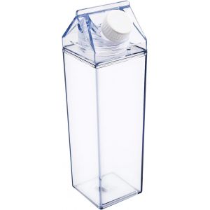 Carton De Lait Bouteille D'eau, Transparent Carré Bouteille De Lait (500 Ml) De Plastique À L'épreuve Des Fuites De Jus De Fruits En Bouteille, Adapté Pour Les Sports De Plein Air, - Neuf
