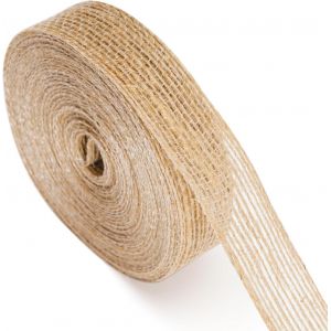Kal-Ruban De Jute Naturel 2cm X 10m - Toile De Jute Vintage Pour Emballages Cadeaux, Décorations De Noël Et Mariage - Neuf