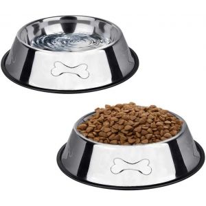 Cmws-Lot De 2 Gamelles En Acier Inoxydable Pour Chien Avec Bases En Caoutchouc Antid&eacute;rapantes, Pour Petits Animaux Domestiques (M-580 Ml) - Neuf