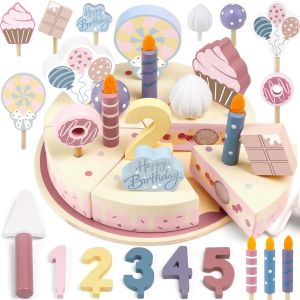 Dinette Cuisine Enfant,G&acirc;teaux En Bois,Cuisine Jeux Accessoire Aliment Nourriture,Jouet &Eacute;ducatif &Eacute;veil Montessori,Cadeau Anniversaire P&acirc;ques Halloween No&euml;l Pour Gar&ccedil;on Fille B&eacute;b&eacute; 3 4 5 Ans - Neuf