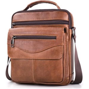 Sacoche Homme Cuir Véritable Sacoche Homme Bandouliere Pochette Homme Grand Sac Bandoulière Homme Sac Porté Epaule Sacs Business Sacs à Main Voyage pour Ipad 11 pouces - Neuf