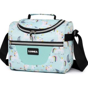 Sjzg-Petite Sac Isotherme R&eacute;utilisable Lunch Tote Isol&eacute; Lunch Box Pour Les Fille Femme Enfants Sacs-Repas Portable Pour Voyage Camping Pique-Nique Travail Boulot (Colorful Unicorns) - Neuf