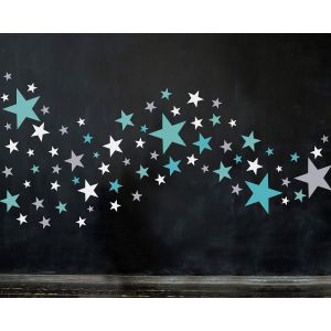 ERYI-75 Stickers Muraux Étoiles Pour La Chambre Des Enfants - Ensemble D'Autocollants Muraux - Bébé Ciel Étoilé À Coller Sur La Décoration Murale Autocollant - Turquoise - Gris - Neuf