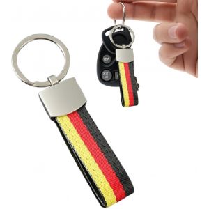 Eryi-Porte-Clés Avec Drapeau Tricolore, Incassable, Élégant En Acier Inoxydable, En Toile Et Sangle De Nylon, Anneau Métallique Robuste, Breloque, Logo Coloré (Allemagne) - Neuf
