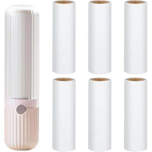 KALANKA-Rouleau anti-peluches pour les d&eacute;placements - R&eacute;utilisable - Avec 6 mini recharges - 1 d&eacute;vidoir - Pour v&ecirc;tements, canap&eacute;, poils d'animaux - Rose clair - Neuf