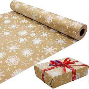 2pcs 10m Rouleau De Kraft Blanc Flocon De Neige En Papier D'emballage Rouleau,Recyclable &Agrave; 100% &Eacute;co Cadeau Pour Cadeau D'anniversaire Partie Des D&eacute;corations De No&euml;l(10m X 44 Cm) - Neuf