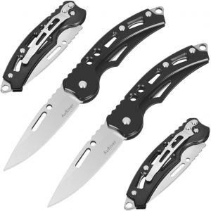4 Pièces Petit Couteau Pliant,Couteau De Poche,Couteau De Poche Avec Couteau Pliant,Mini Edc Outdoor Couteau À Deux Mains Pour Le Plein Air,Le Camping,La Survie (Noir) - Neuf