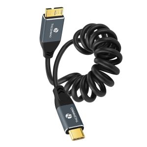 Wwp-Câble Spiralé 3.0 Usb C Vers Micro B, Usb Type C Vers Micro B Câble Spiralé 5gbps Compatible Avec Toshiba, Seagate, Wd External Hard Drive,Galaxy S8/S9/S10(95mm Étendu À 1m) - Neuf