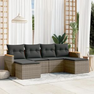 Prolenta Premium - Salon De Jardin 6 Pcs Avec Coussins Gris R&eacute;sine Tress&eacute;e - Neuf