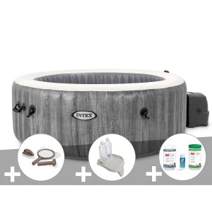 Kit spa gonflable Intex PureSpa Baltik rond Bulles 6 places + Kit d'entretien + Porte-verre + Kit de traitement brome - Neuf