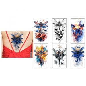 Tatouages Temporaires Libellules Et Papillons - Lot De 6 Planches De Tatouages &Eacute;ph&eacute;m&egrave;res R&eacute;alistes Et Non Toxiques - Neuf