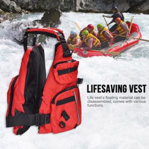 Gilet De Sauvetage Reglable Multifonctionnel Pour La Peche (Rouge) - Neuf