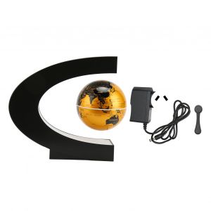 Globe magnetique a levitation dore avec LED integree, texture givree, en forme de C, 7,6 cm, 12 V, 1 A, ornement pour jouet, prise AU 100-240 V - Neuf