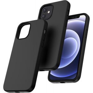 Maa-Coque Pour Iphone 12/12 Pro, Doublure Douce En Tissu Microfibre, Anti-Choc, Anti-Rayures, Coque En Silicone Pour Iphone 12/12 Pro 6,1 Pouces, Noir - Neuf