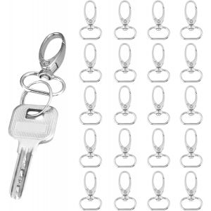 ERYI-20Pcs Fermoir Mousqueton, Mousqueton Sac A Main, Attache Porte Clé, Fermoirs Pivotants Lanière Mousqueton Mousqueton Pivotant En Alliage De Zinc Porte-Clés Crochet Porte-Clés Crochets(20Mm) - Neuf