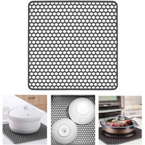 Sjzg-Silicone Tapis Evier Cuisine,26.5 * 26.5 Cm Egoutoire Vaisselle Cuisine &Eacute;gouttoir Pliable Protege Evier Cuisine Tapis Fond D'&eacute;vier,Pour Rangement Et S&eacute;chage Des Couverts - Neuf