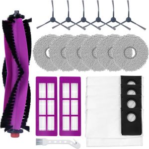 NouvelHorizonstore-20 Kit d'accessoires pour Eureka J15 Pro Ultra Aspirateur Robot Accessoires, 1 Brosse principale, 6 Brosses lat&eacute;rales, 6 Chiffons, 4 Sacs &agrave; poussi&egrave;re, 2 Filtre, 1 Brosse de nettoya - Neuf