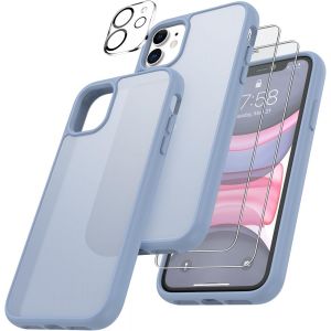 4 En 1 Coque Pour Iphone 11 Avec 2 Verre Tremp&eacute; Et 1 Cam&eacute;ra Protecteur, [Coussin D'Air Int&eacute;gr&eacute;] Antichoc Antirayures Bumper Protection Housse Pour Iphone 11 6.1"", Bleu Clair - Neuf