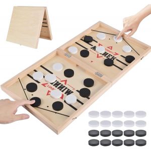 ERYI-Jouets De Jeu De Société Hockey, Fast Sling Puck Game, Jeu De Société Rapide Slingpuck, Catapult Board Game, Jeu Rapide De Rondelle De Fronde En Bois, Jeux De Société Pour L'Interaction Parent-E - Neuf