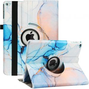 Coque Pour Ipad 9ème Génération 2021 10.2"" / 8ème Gén 2020 / 7ème Gén 2019, Support Rotation À 360 Degrés Multi-Angle De Visualisation, Housse Étui Avec Veille/Réveil Automatique (Blue Marbl.[F1634] - Neuf