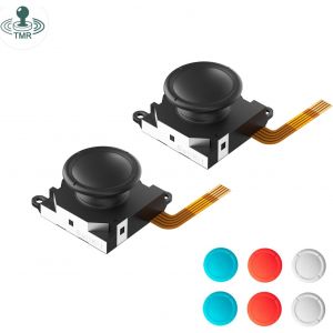 GuliKit TMR Joysticks Remplacement pour Switch OLED/Switch/Switch Lite JoyCon,No Drift Stick de Rechange pour Joycon,avec 4 Couleurs Capuchons de Pouce-1 Paire - Neuf