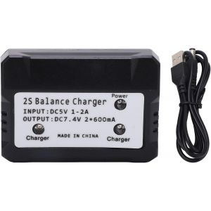 KAL-Chargeur De Batterie, Chargeur D'&Eacute;quilibre 2S 7.4V Lipo Chargeur De Batterie Pour Wltoys Rc Voiture Bateau Avion Jouet Noir - Neuf