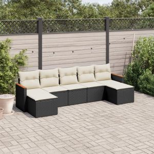 Prolenta Premium - Salon De Jardin 7 Pcs Avec Coussins Noir R&eacute;sine Tress&eacute;e - Neuf