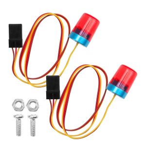 Multi-Fonction RC LED Lampes De Poche Lampe D'alarme Clignotant Lumi&egrave;re Tournante pour 1/14 RC Tracteur RC Camion Rouge 2Pcs - Neuf