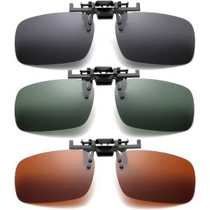 Kathlelxh-Clip Lunettes Polarisant, 3 Paires Clip Lunettes Soleil Uv400, Clips Lunettes Soleil Hommes Et Femmes, Retro Flip Up Clip Lunettes Soleil, Pour Conduite, Golf, Pêche, Chasse, Sport[H523] - Neuf