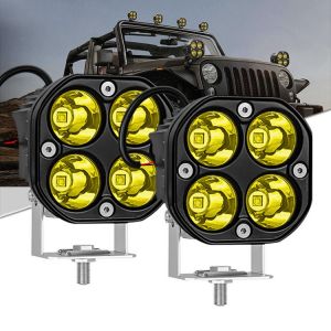 Lot De 2 Feux Antibrouillard Led Jaunes/Ambres, Feux De Travail Auxiliaires Pour Pare-Chocs, 7,6 Cm, 40 W, Étanches, Pour Voiture, Camion, Vtt, Utv, Moto, Golf, Pick-Up - Neuf