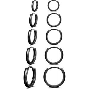 Kalhx-Boucles D'oreilles Créoles En Argent Sterling Pour Femme 5 Paires Petites Boucles D'oreilles Créoles En Argent Hypoallergénique Boucles D'oreilles Huggie Cartilage Créoles 8/10/12/14/16mm - Neuf