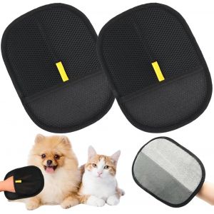 Fchhk-2 Pièces Gant Poil Chat, Gant Anti Poils Animaux, Pet Hair Remover, Double Face Brosse Poils Animaux, Gant Poil Chat, Réutilisable Brosse Anti Poils Animaux Pour Lavage Démêlage Et Toilettage - Neuf