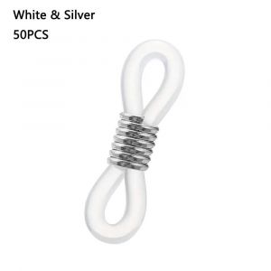 Anneaux De Lunettes Antidérapants En Caoutchouc, 50 Pièces, Extrémités De Chaîne De Lunettes, Retenue Réglable, Connecteurs D'extrémité De Sangle De Lunettes--White Silver - Neuf