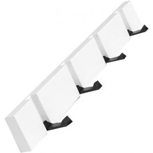 Pat&egrave;re Murale Porte Manteau Mural en Bois avec Pliable Crochet pour Suspendre Echarpes Sacs &agrave; Main Parapluies Serviettes V&ecirc;tements (4 Crochet, Blanc) - Neuf