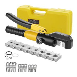 Pinces &agrave; Sertir Hydrauliques 10T avec 9 Matrices Hexagonales, Course de 12mm - Neuf