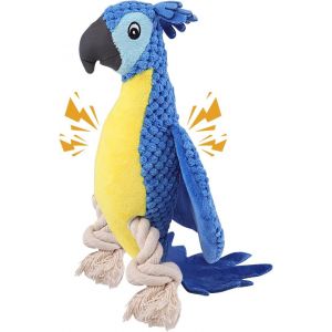 (Dark Blue Parrot) Squeaky Parrot Chien De Jouet De Peluche, Animaux En Peluche De Coton Rembourr&eacute; Et A Nou&eacute; Des Jambes, Interactifs Chiot &Agrave; M&acirc;cher Et Jouer Jouet, Vacances, Cadeau D'anniversaire Pour Les Petites Moyennes Grandes Races - Neuf