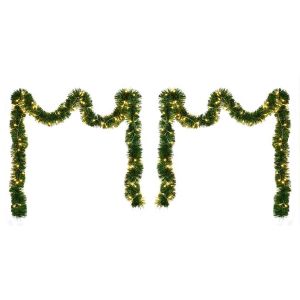 Guirlande de No&euml;l de 10 m avec 100 lumi&egrave;res LED, couronne artificielle pour la d&eacute;coration int&eacute;rieure, 2 pi&egrave;ces - Neuf