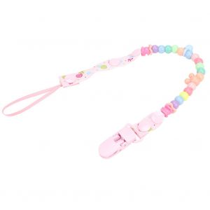Attache-Tetine En Pp Fait Main Avec Perles Decoratives Pour Bebe (Rose) - Neuf