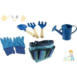 CHECARZHN--NO1-Ensemble D'Outils De Jardinage Pour Enfants Avec Fourre-Tout À Fourre-Tout À Fourche À Râteau Gant Pour Enfants Jardin Jouets (Bleu) - Neuf