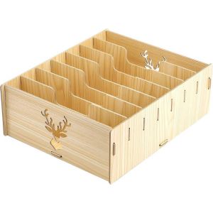 Support de rangement en bois à 7 emplacements pour factures, organiseur de bureau, porte-documents, trieur de courrier, support de courrier pour la maison et le bureau, amande blanchie - Neuf